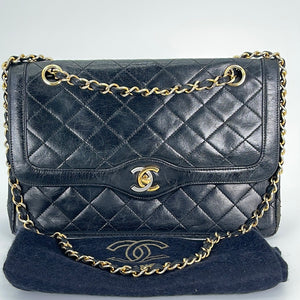 Chanel Black Lambskin Quilted Shiny Leather No. 11 Hobo Bag