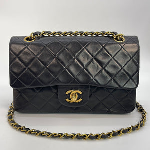 CHANEL Lambskin Quilted Medium Double Flap Black 1304703