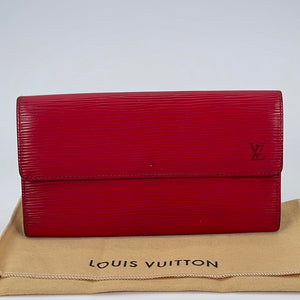 Vintage Louis Vuitton Porte Tresor International Trifold Red Epi Leather Long Wallet SR0051 031023