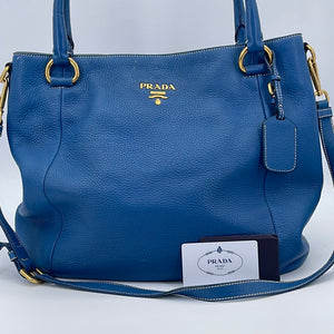 Preloved Prada Blue Leather Vitello Convertible Tote Bag 117 041323 - –  KimmieBBags LLC
