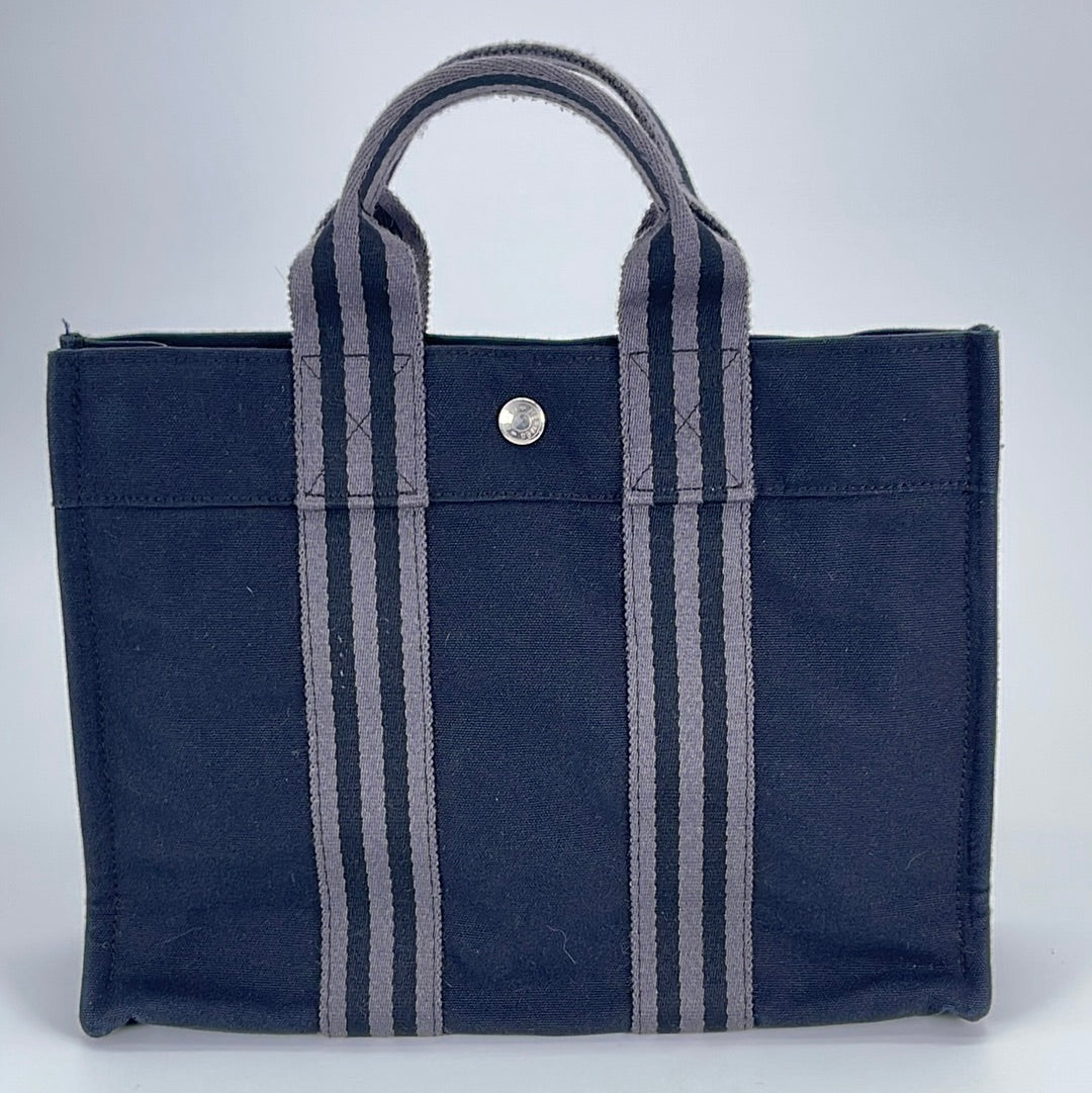 Preloved Hermes Fourre Tout Navy Canvas Tote Bag PM TH996VD 031523