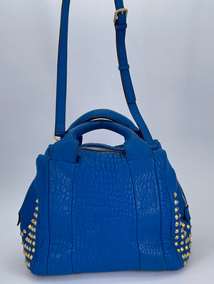 PRELOVED MCM Blue Leather Studded Keana Studded Shoulder Bag Q6232 031523