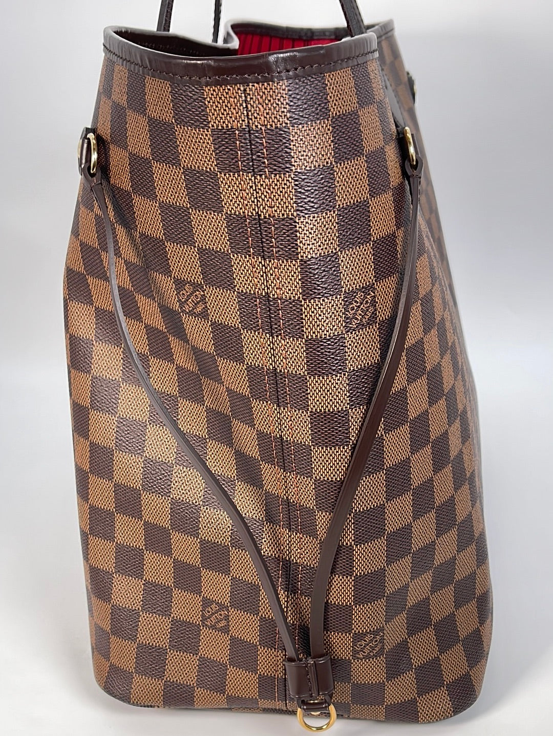 Sold at Auction: AUTHENTIC LOUIS VUITTON NEVERFULL GM DAMIER CANVAS,  LEATHER TOTE