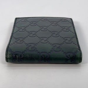 PRELOVED GUCCI Dark Green Guccisima Leather Men's Bifold Wallet 1462230416 022223 ** DEAL **