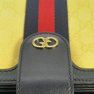 Preloved Gucci Yellow and Navy Ophidia Compartment GG Imprime Medium Messenger Bag 011423