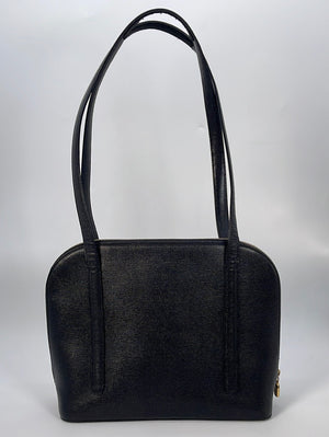 PRELOVED MCM Black Leather Gold Logo Shoulder Bag 7HKV3WG 022023