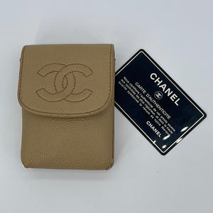 Preloved CHANEL CC Logo Beige Caviar Leather Cigarette Case 5969322 040323