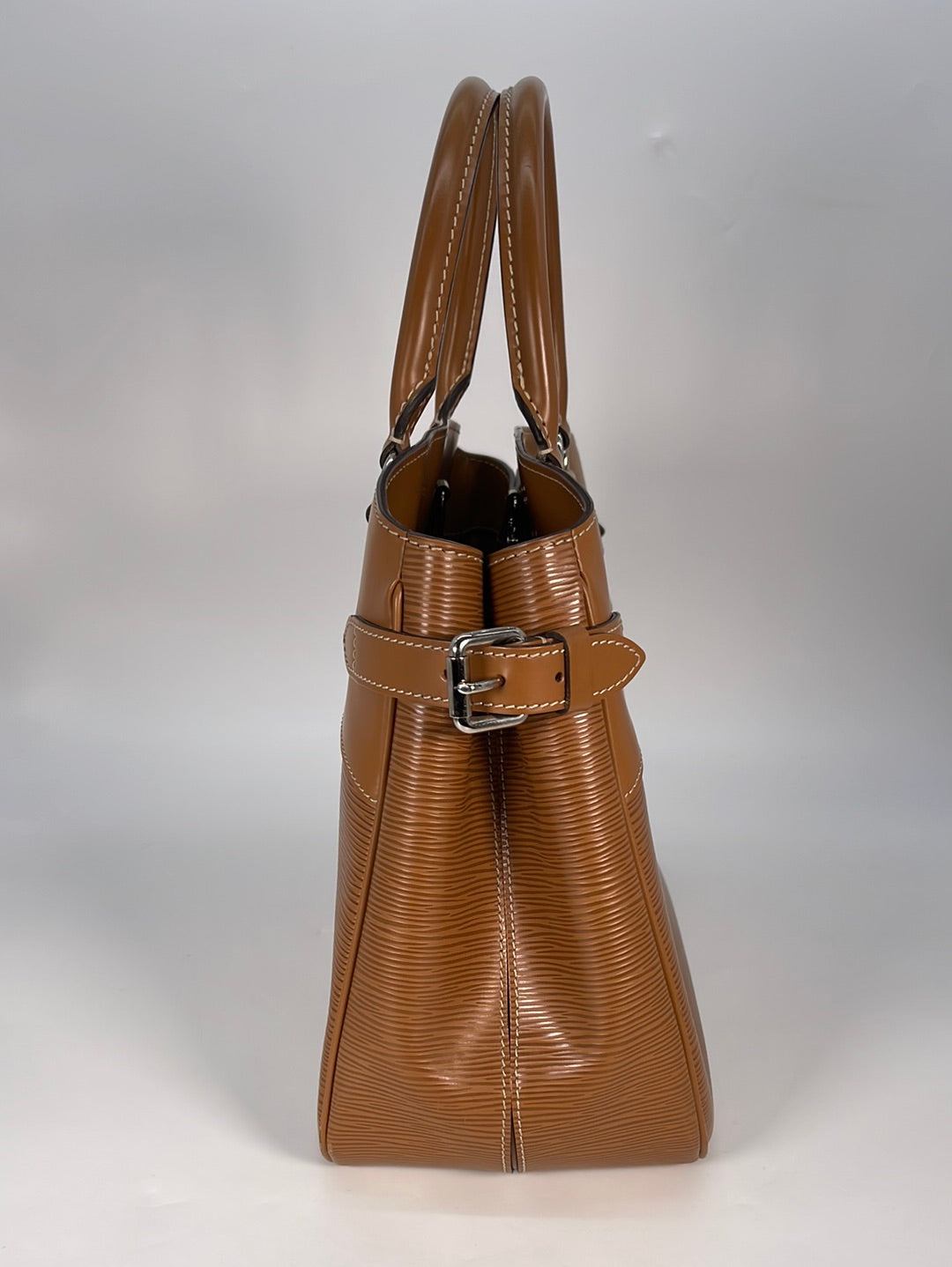 Auth LOUIS VUITTON Epi Concorde Handbag Brown/Goldtone Leather - e51899a