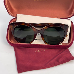 Preloved Gucci Havana Frame Brown Sunglasses with Case 310 013023