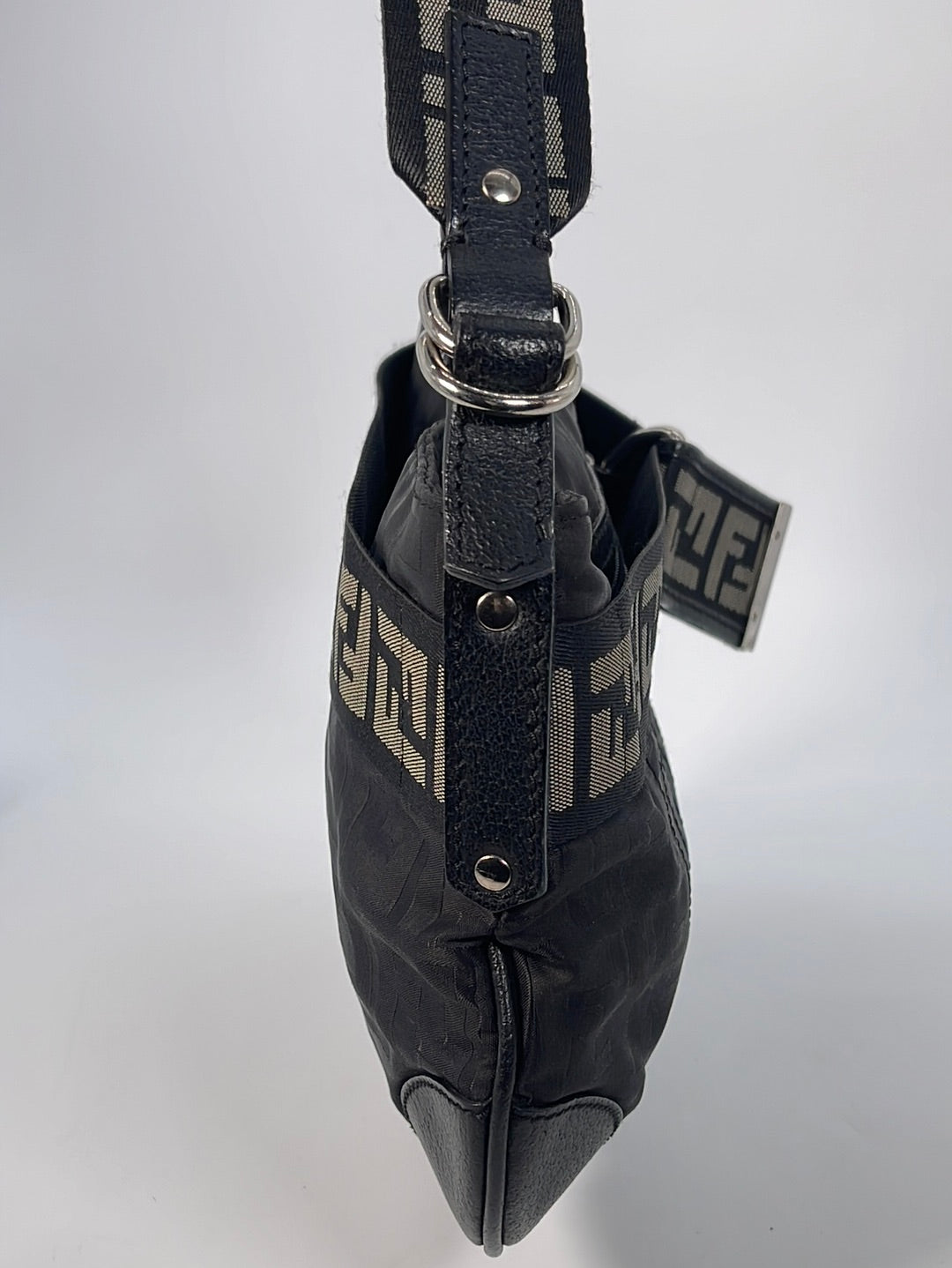 Preloved Fendi Zucca Black Nylon  and Leather Shoulder Bag 23848BR500RG5058 022023