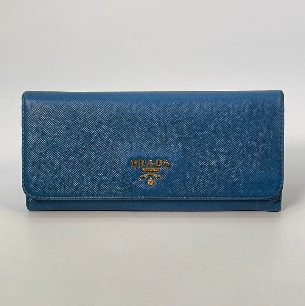 PRELOVED Prada Blue  Leather Long Continental Wallet 224 042023