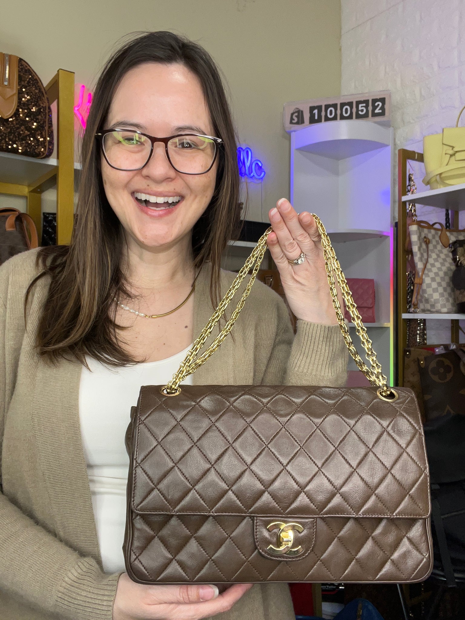 Brown Chanel Medium Classic Lambskin Double Flap Bag – Designer Revival
