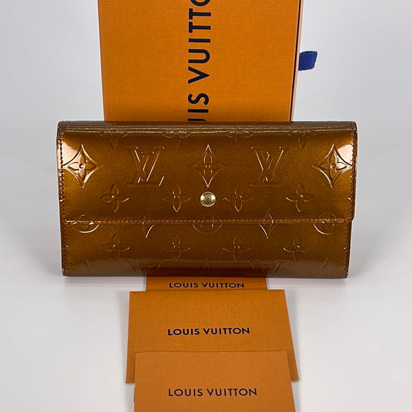 Louis Vuitton Bronze Copper Monogram Vernis Sarah Wallet Trifold 97lv24