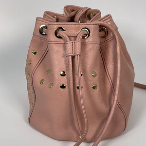 Preloved Burberry Canvas Pink Leather Studded Crossbody Bucket Bag E2118-502-14 011323
