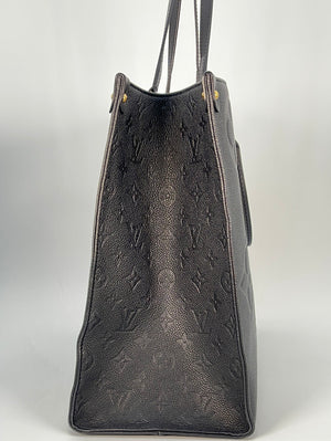 Louis Vuitton LV Women OnTheGO GM Tote Bag Black Monogram Embossed Leather  - LULUX