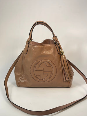 Preloved Gucci Soho Tan Leather Convertible Soft Top Handle Bag 336751525040 011723