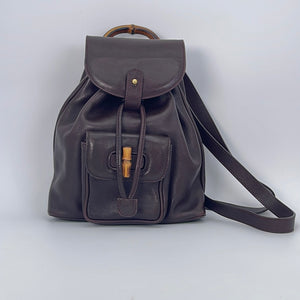 Vintage GUCCI Brown Leather Mini Bamboo Backpack 317050080 032223