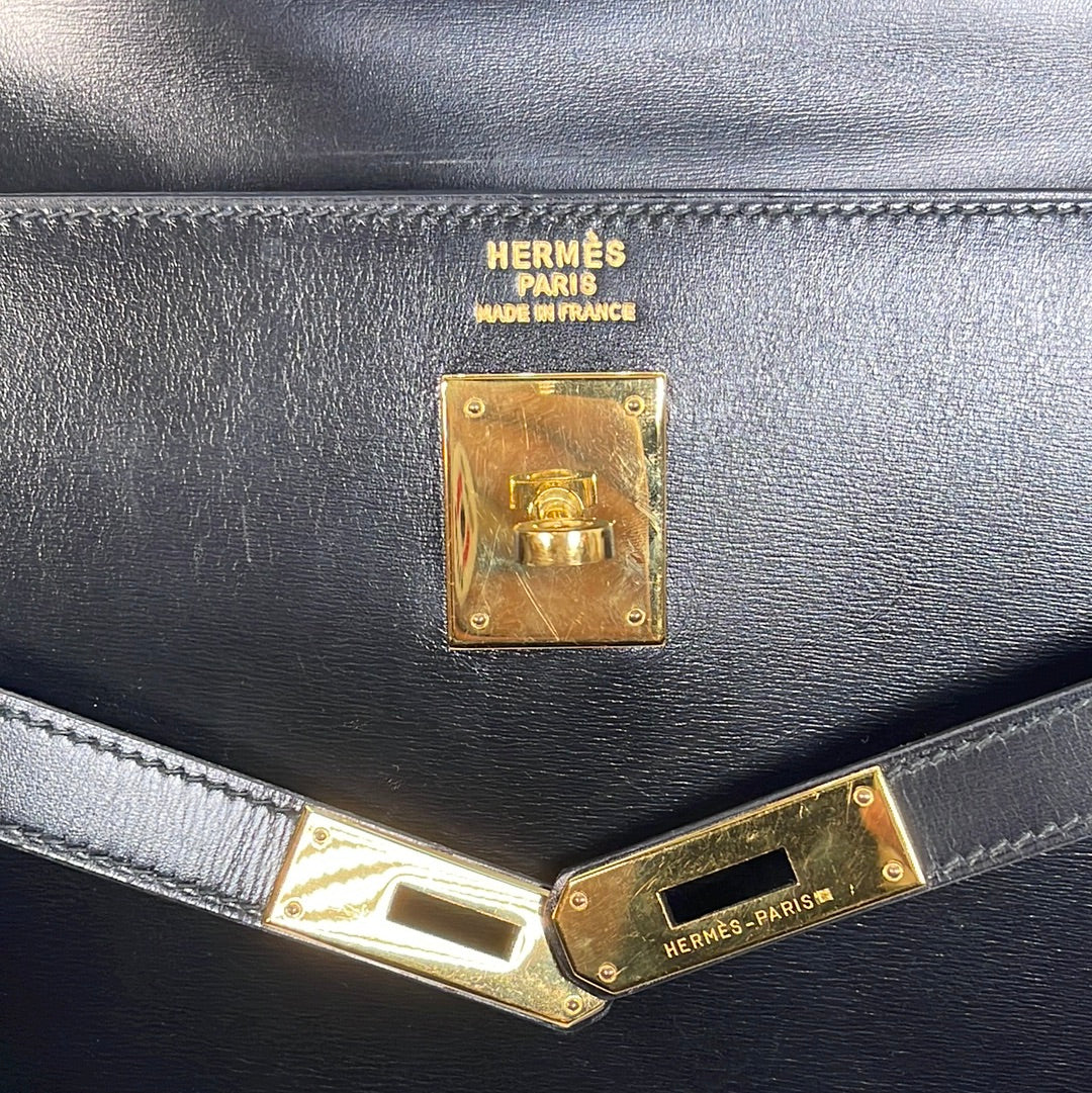 @2macchiat873 SOLD AUCTION Preloved Hermes Kelly 35 Handbag Nior Box Calf Leather with Gold Hardware 022623 $7500 FINAL PRICE