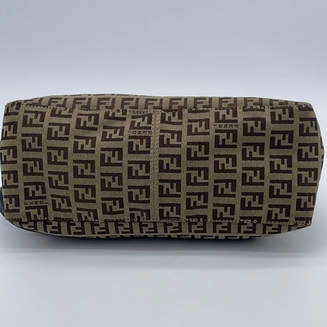 Fendi Pochette Plate Brown Canvas Clutch Bag ()