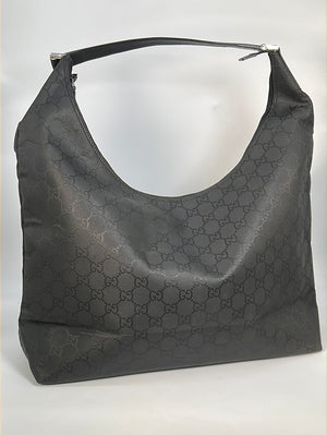 Preloved Gucci Black GG Canvas Jumbo Hobo Shoulder Bag 012.0384.08.2123 012023