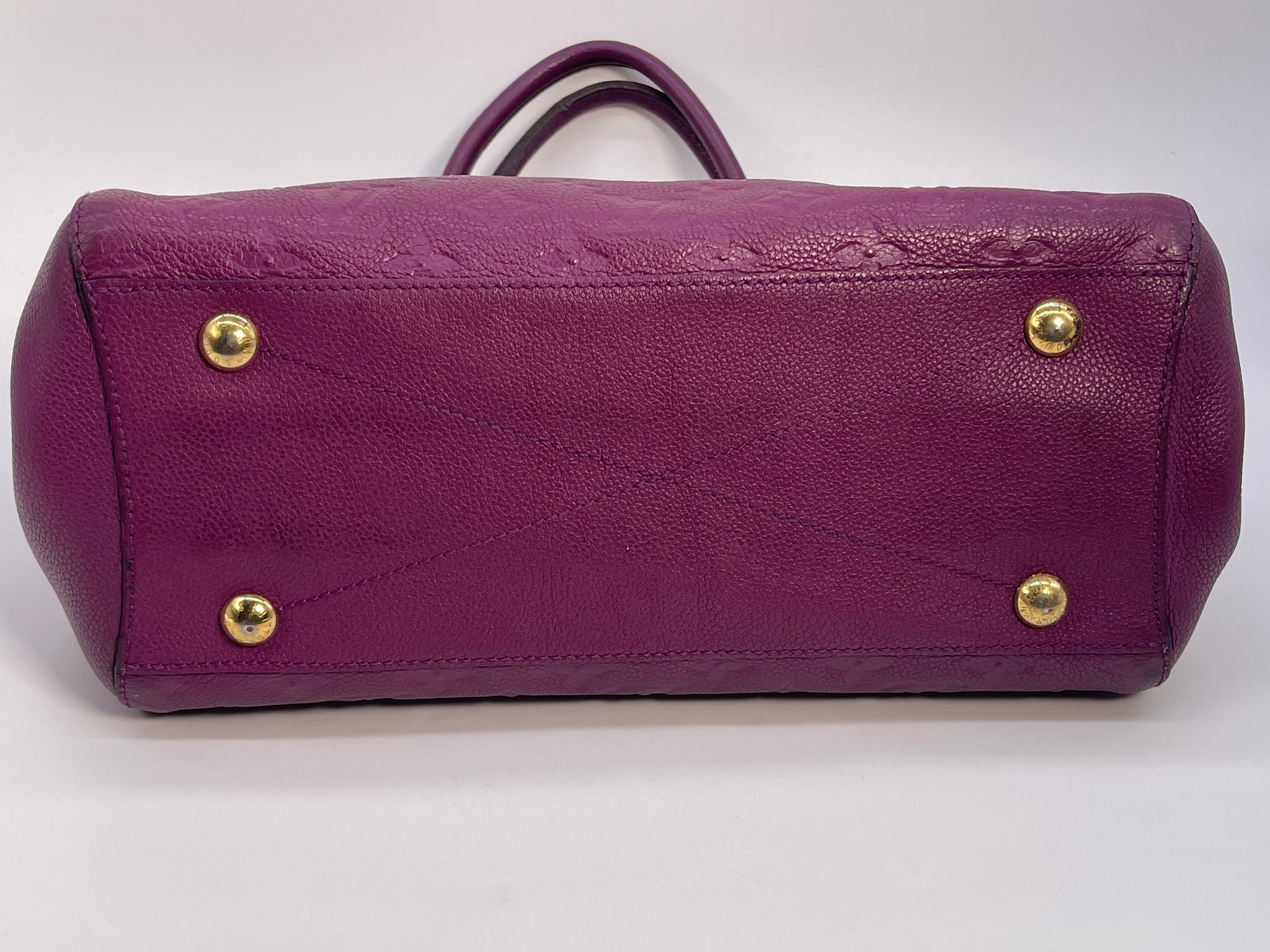 Louis Vuitton Montaigne MM handbag strap in blue/red monogram leather , GHW