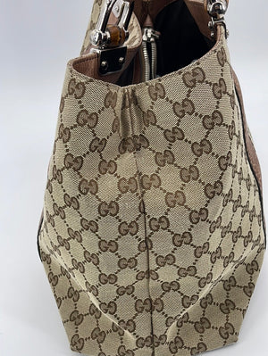Vintage Gucci Monogram Bamboo Shoulder Bag
