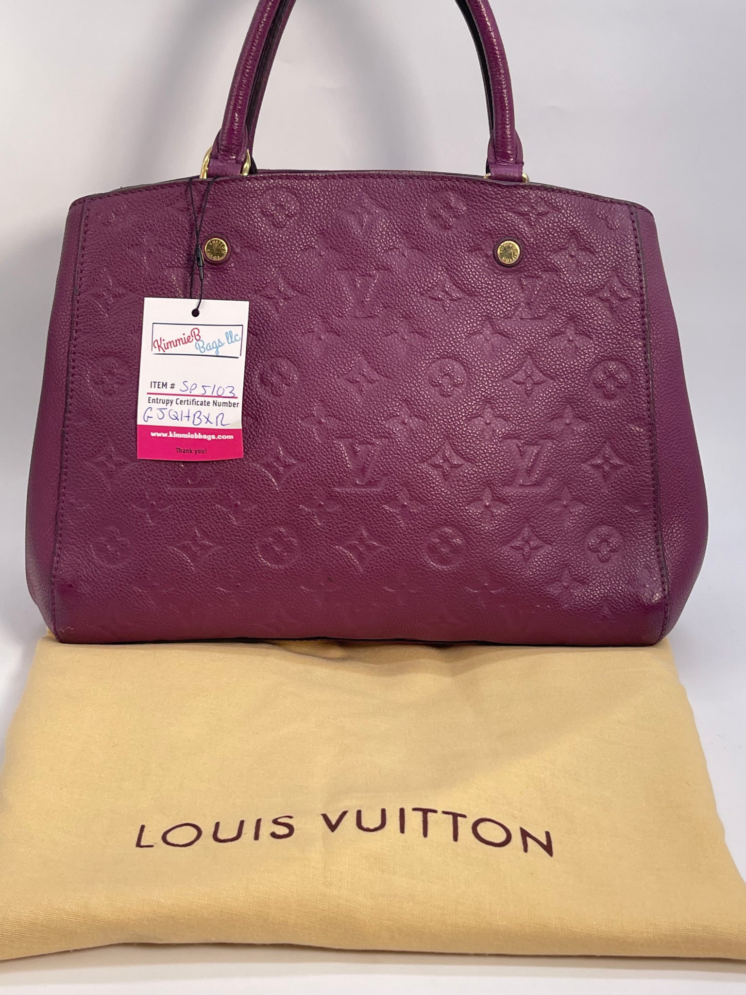 Louis Vuitton Bowling Montaigne GM Purple Epi Leather Handbag w