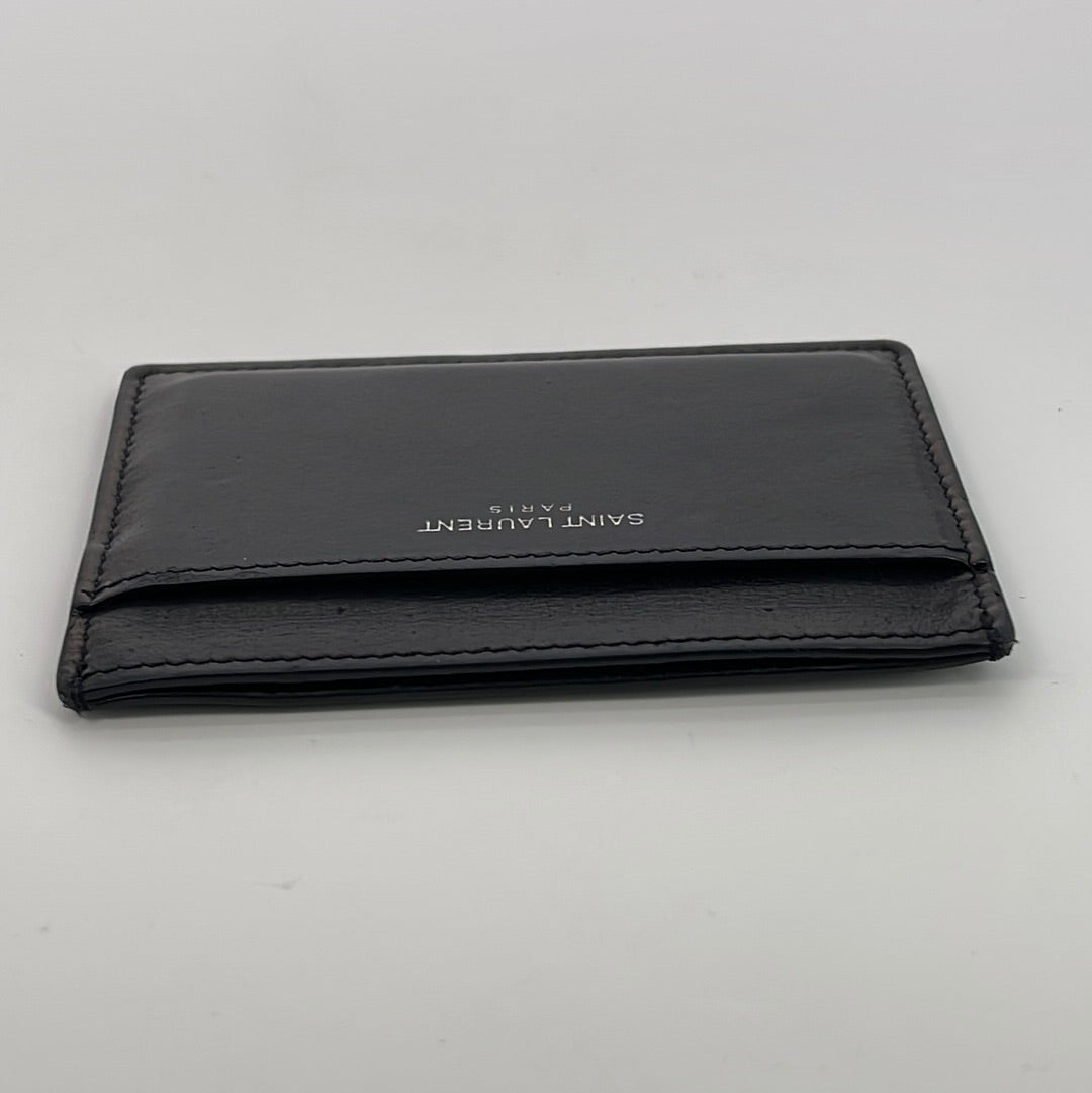 Preloved Saint Laurent Black Leather Card Case GUE510659.1017 121522