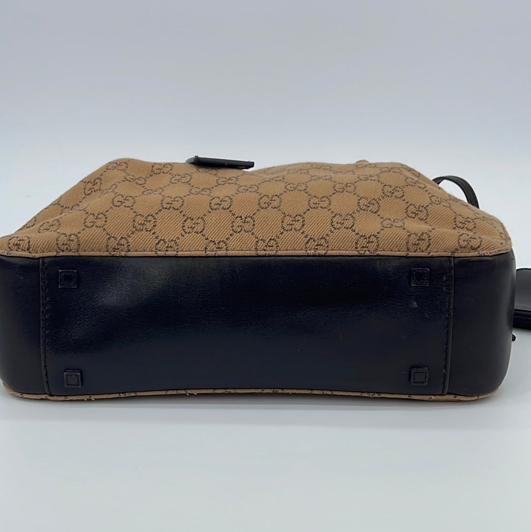Authentic Gucci Handbag Vintage Rare Bag GG Brown Logo Canvas 