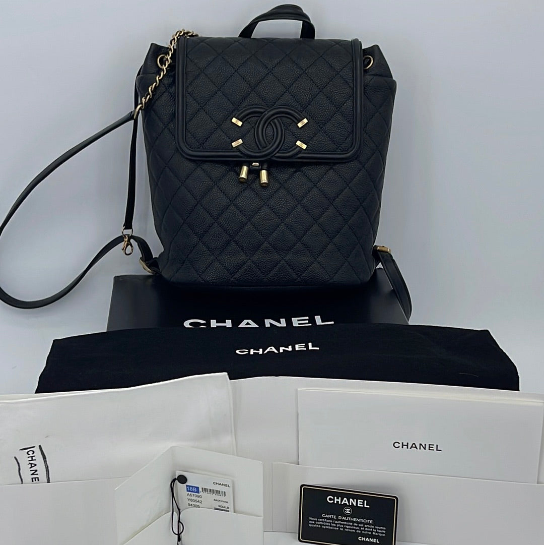 Authentic Chanel Caviar Pink Filigree Backpack 