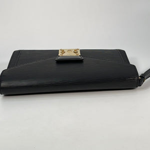 Vintage Louis Vuitton Pochette Sellier Dragonne Epi Black Leather Clutch VI0959 011123