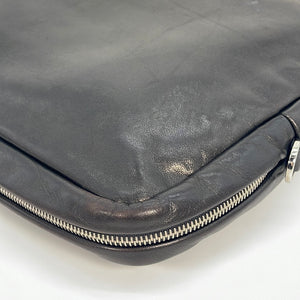 Preloved Prada Black Leather Clutch / Laptop Case 146 020823