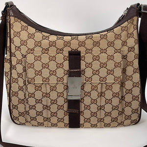 Preloved Gucci Beige and Brown GG Canvas Crossbody 131211214397 020123
