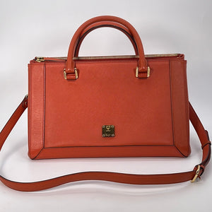 PRELOVED MCM Brown Leather Nuovo Satchel Crossbody Bag M4301 022023