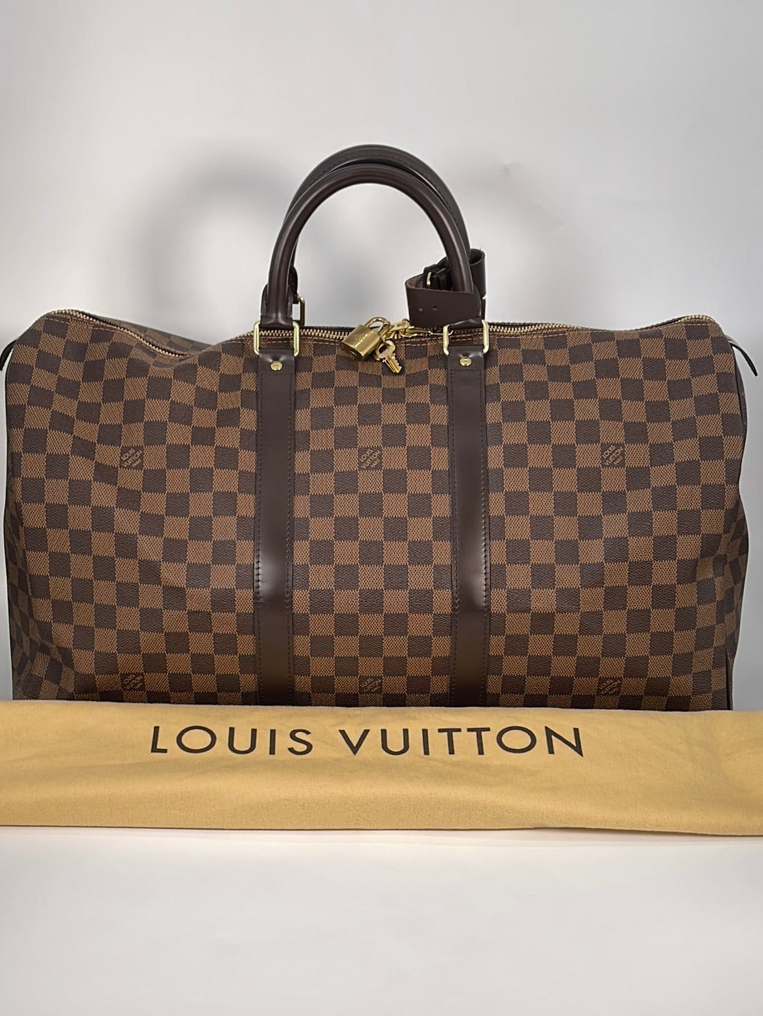Louis Vuitton Damier Ebene Canvas Keepall 50 Bag Louis Vuitton