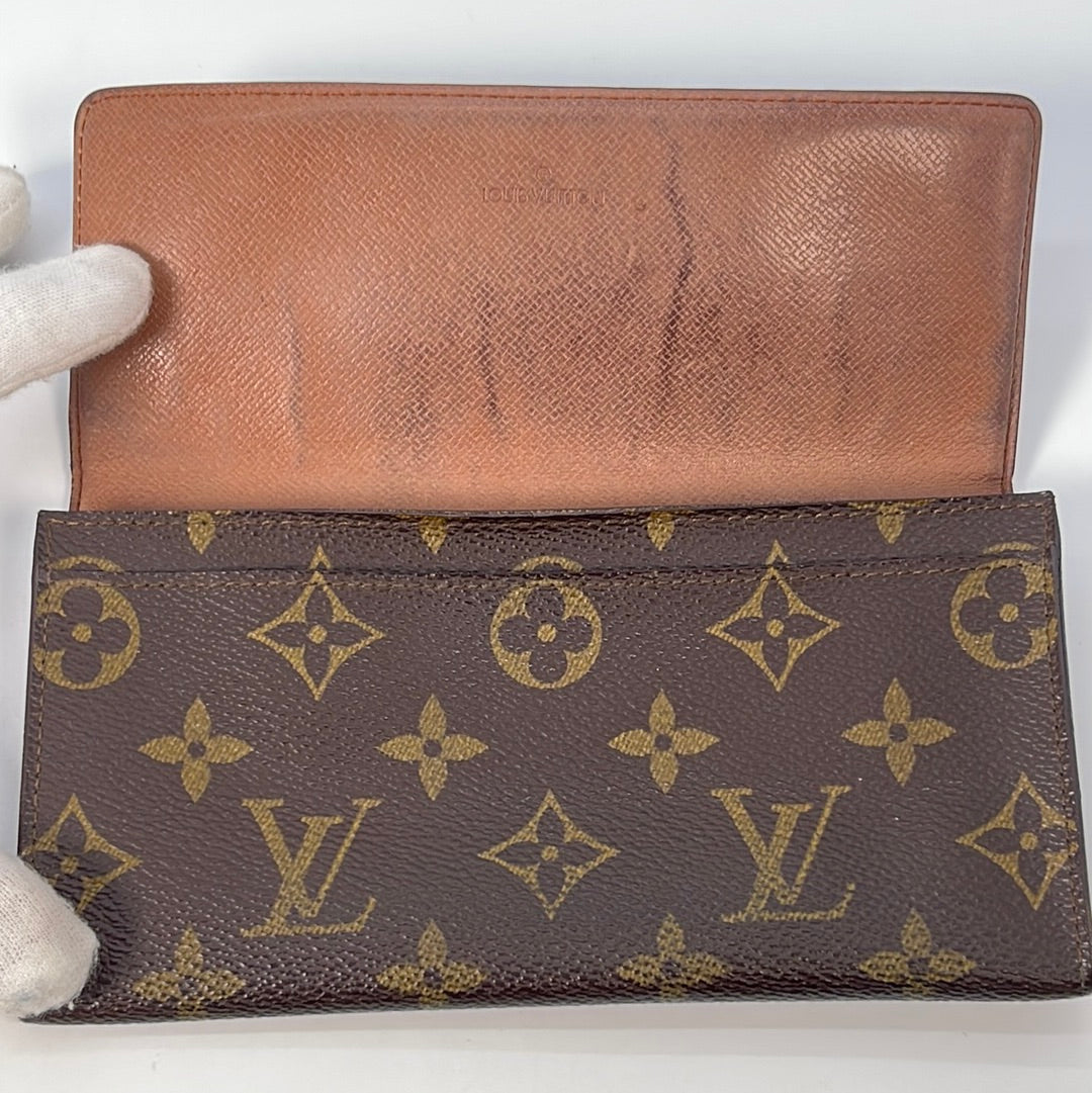 Louis Vuitton Dark Brown Taiga Checkbook Wallet