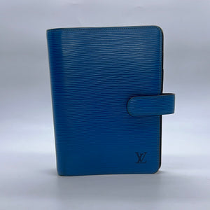 Preloved Louis Vuitton Blue Epi Leather Agenda MM Day Planner SP0996 012223