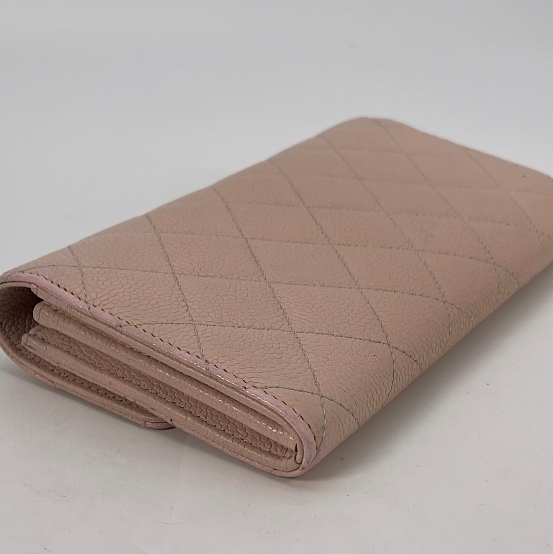 PRELOVED Chanel Pink Quilted Leather Continental Wallet 18734536 021023