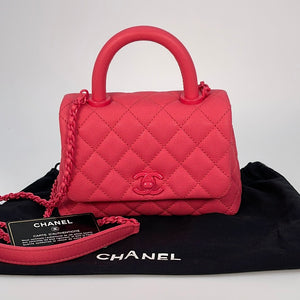 Preloved CHANEL Bubblegum Pink Quilted Caviar Leather Mini Top Handle –  KimmieBBags LLC
