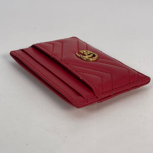 PRELOVED Gucci GG Marmont Red Matelasse Leather Card Holder 443127496334 021023