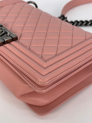 PRELOVED Chanel Pink Lambskin Leather Medium Boy Flap Bag 20039200 030723 ** DEAL - $1400 OFF