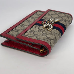 GUCCI Queen Margaret Leather Chain Wallet Red 476079