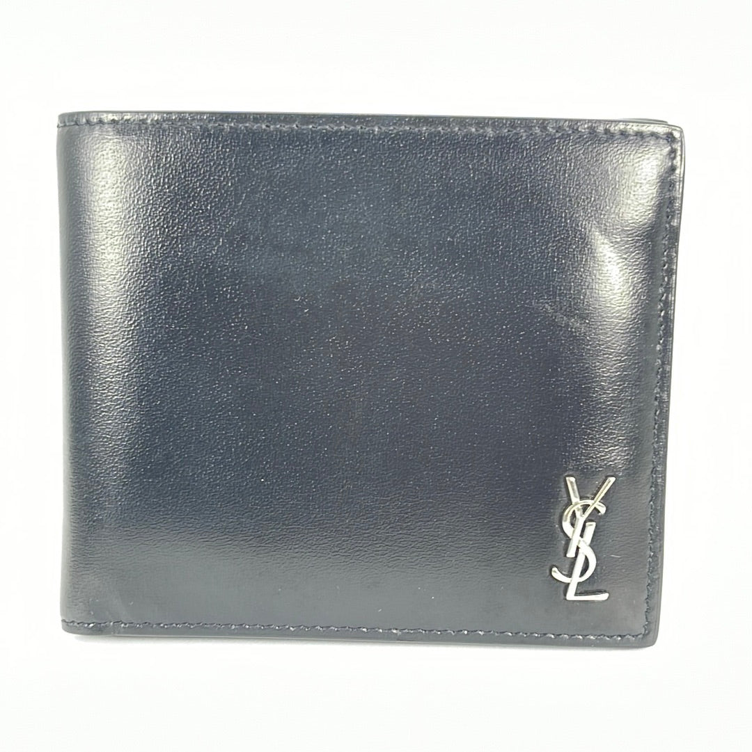 PRELOVED Saint Laurent Men's Black Leather Compact Bifold Wallet GBL6101930821 031223 - $50 OFF FLASH