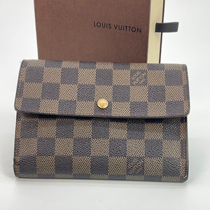Preloved Louis Vuitton Damier Ebene Porte Tresor Etui Papiers Trifold Wallet SP0016 121522 LIGHTENING DEAL