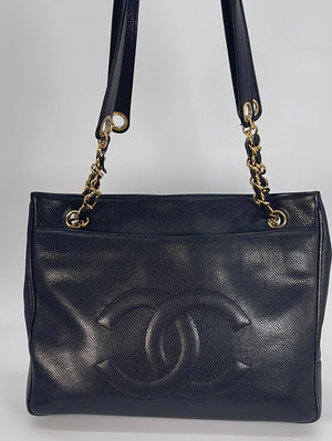 Vintage Chanel CC Logo Black Caviar Chain Shoulder Tote Bag 2590549 02 –  KimmieBBags LLC