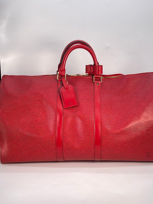 Louis Vuitton Duffle Bag With Red Straps