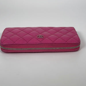 Preloved CHANEL Quilted Pink Leather Long Zippy Wallet 21085990 011323