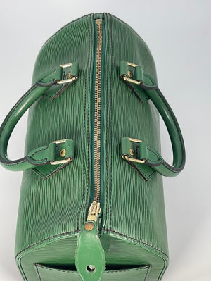 Speedy leather handbag Louis Vuitton Green in Leather - 34225222