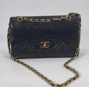 Vintage Chanel Matelasse Chain Shoulder Bag Leather Black Shouder Bag 1475885 021323
