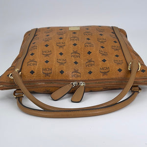 PRELOVED MCM Cognac Visetos Leather Shopping Tote Bag V1922 031323